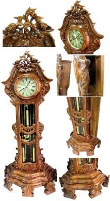 Đồng hồ cây hoa lá tây gỗ gụ DH15