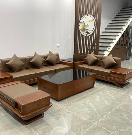 Sofa góc kèm đệm gỗ sồi nga BG101