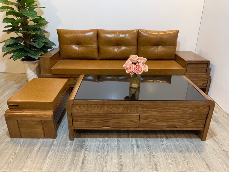 Bộ sofa đơn gỗ sồi nga kèm đệm BG93