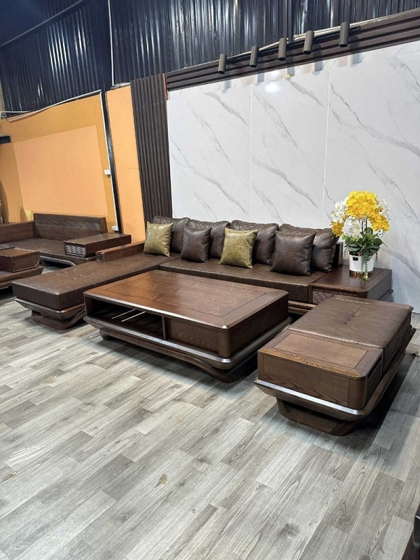 Bộ sofa góc gỗ sồi nga nhập khẩu BG97