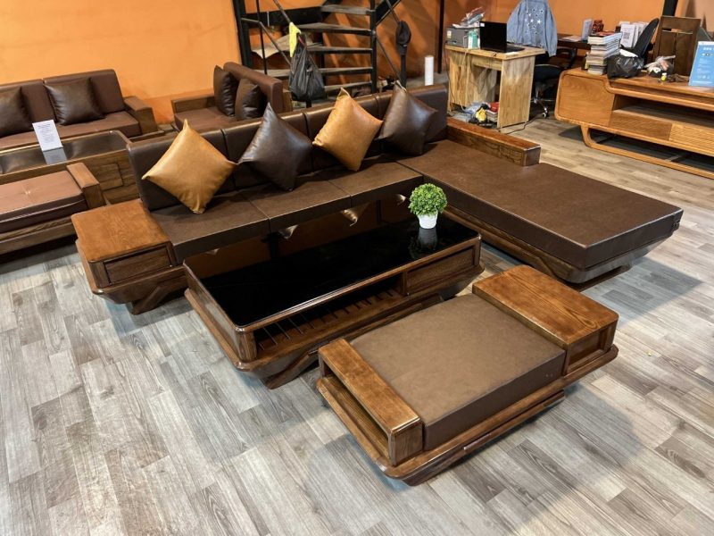 Bộ sofa góc gỗ sồi nga nhập khẩu BG98