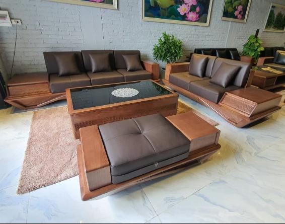 Bộ sofa góc gỗ sồi nga chân thuyền BG99