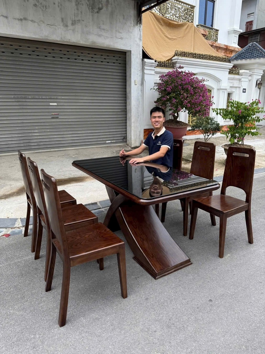 Bàn ăn 6 ghế gỗ sồi nga BGA63