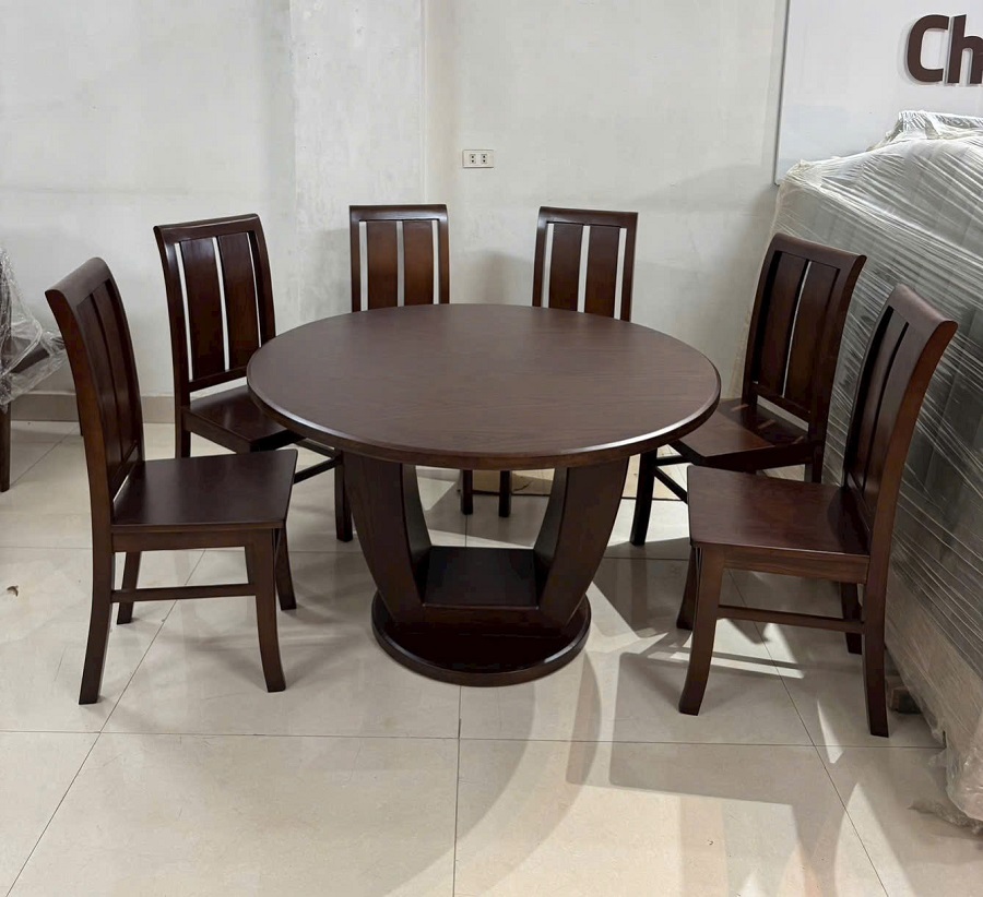 Bộ bàn tròn 6 ghế gỗ sồi nga BGA62