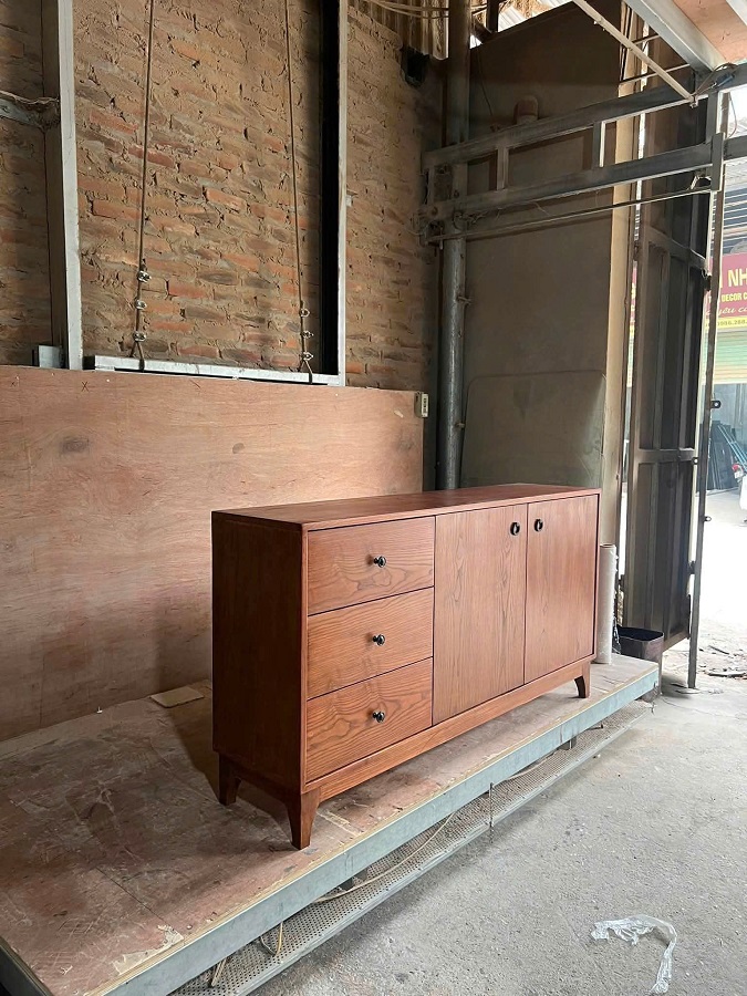 Tủ decor hàng lang gỗ sồi DC21