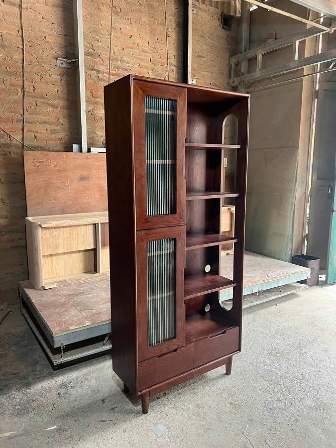 Giá sách trang trí kính sóng hiện đại DC17