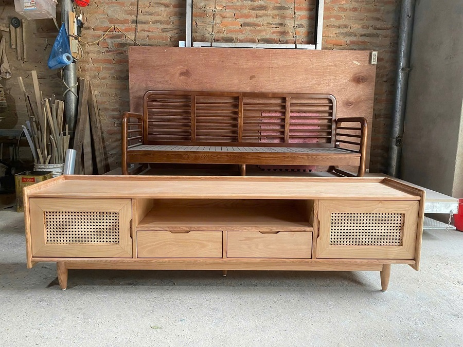 Kệ tivi cánh mây gỗ sồi nga DC06