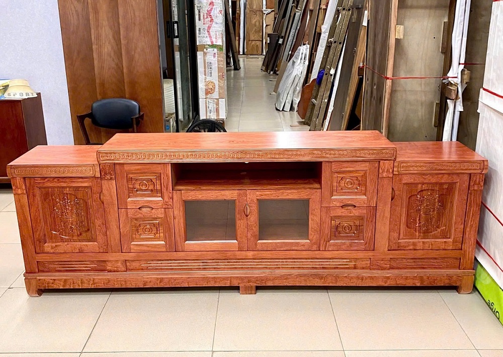 Kệ tivi 2m4 gỗ hương đá KV143