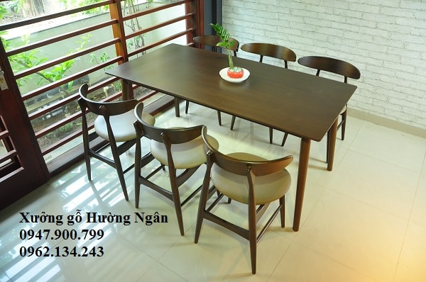 Bộ ghế ăn 6 ghế gỗ Anh đào màu óc chó BGA33