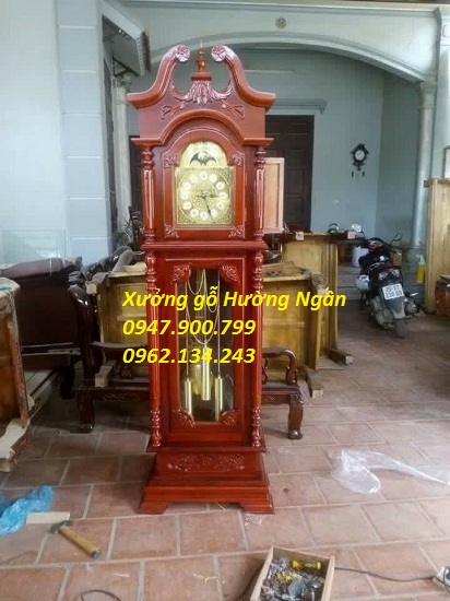 Đồng hồ cây kiểu sừng bò gỗ hương DH22