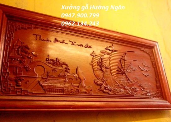 Tranh trang trí gỗ hương 1m x 2m TK26