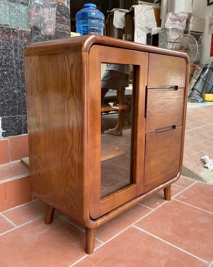 Tủ decor trang trí gỗ sồi nga TD55