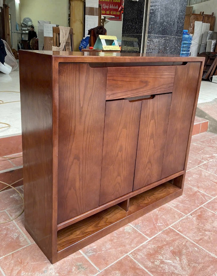Tủ giầy 4 cánh gỗ hương màu wallut TD54