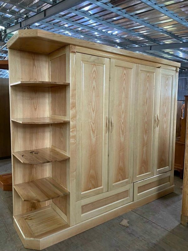 Tủ áo gỗ sồi nga 4 cánh có góc TAG209